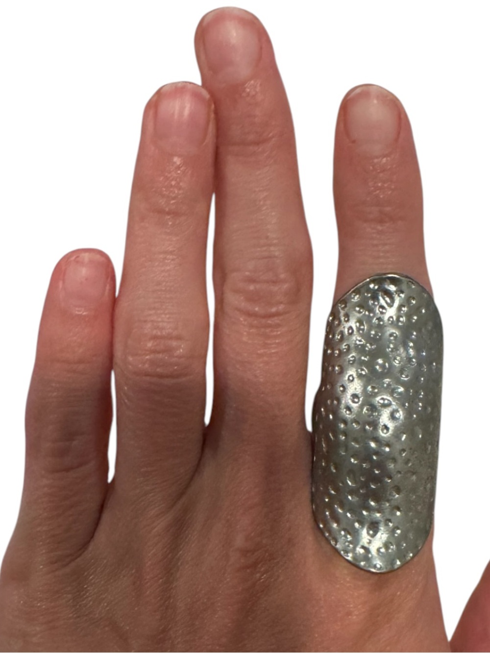 Contemporary Textured Statement Ring - Silver Tone